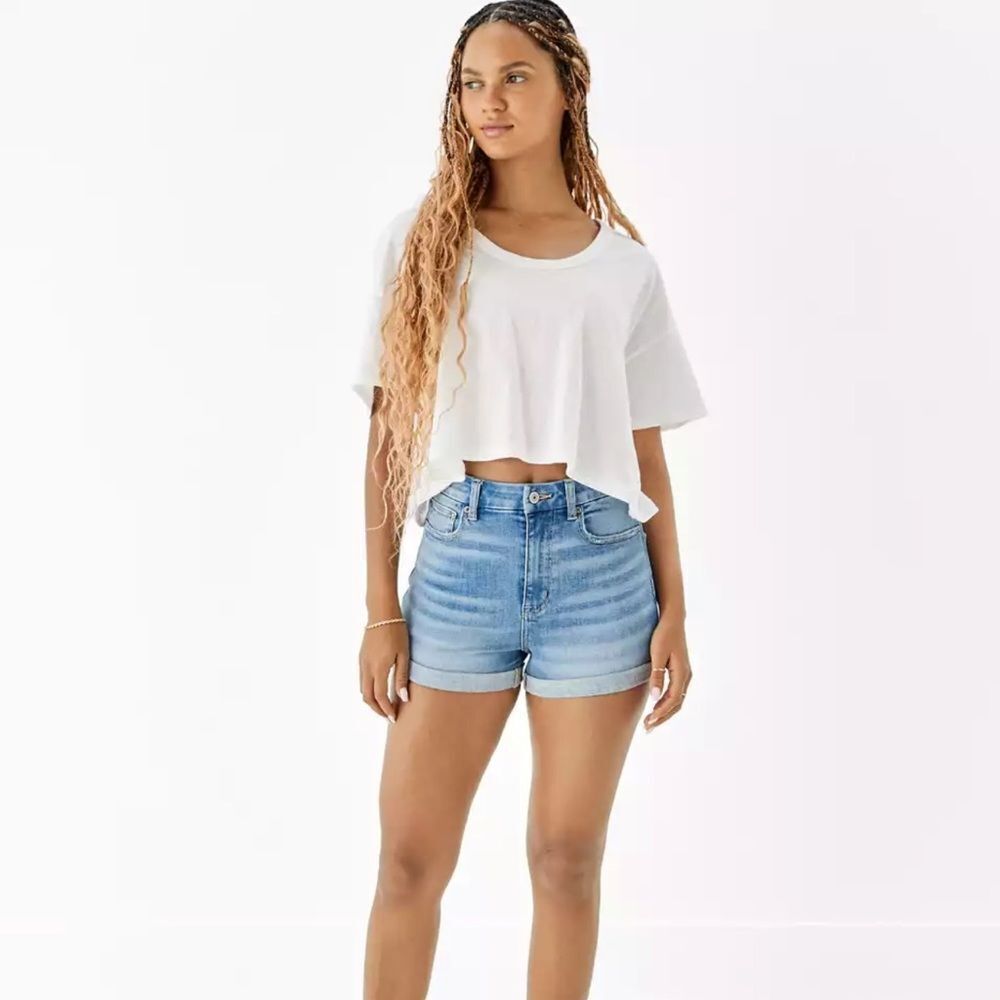 American Eagle Ne(x)t Level Curvy High-Rise Denim Shortie Short Size 10
